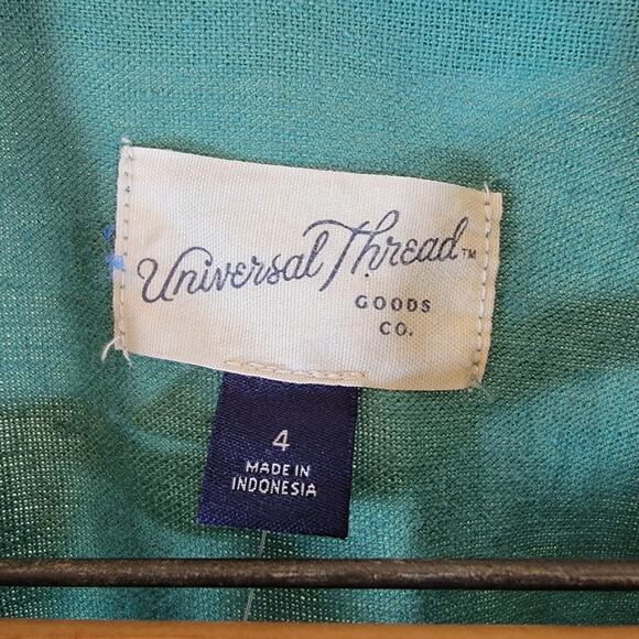 NWT Universal Thread Short-Sleeve Linen Boilersuit Sz 4 Green Jumpsuit Tie Waist - Picture 6 of 8